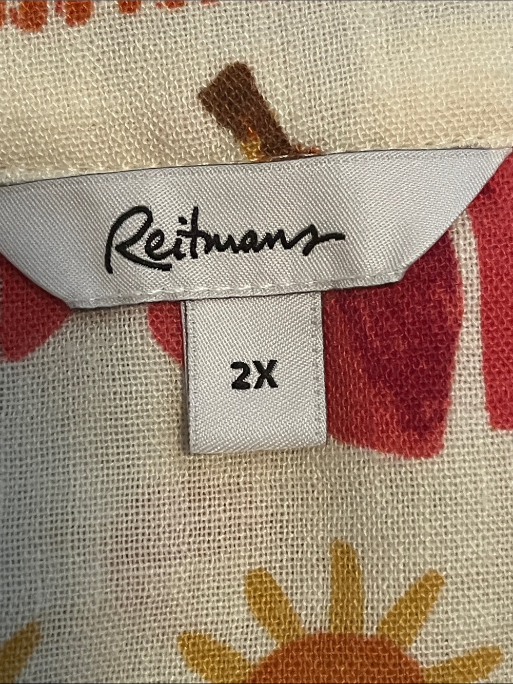 Reitmans Cream Blouse with Multicolor Tropical Print - Picture 9 of 11